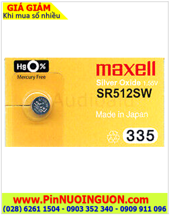 Maxell SR512SW _Pin 335; Pin đồng hồ 1.55v Silver Oxide Maxell SR512SW _Pin 335